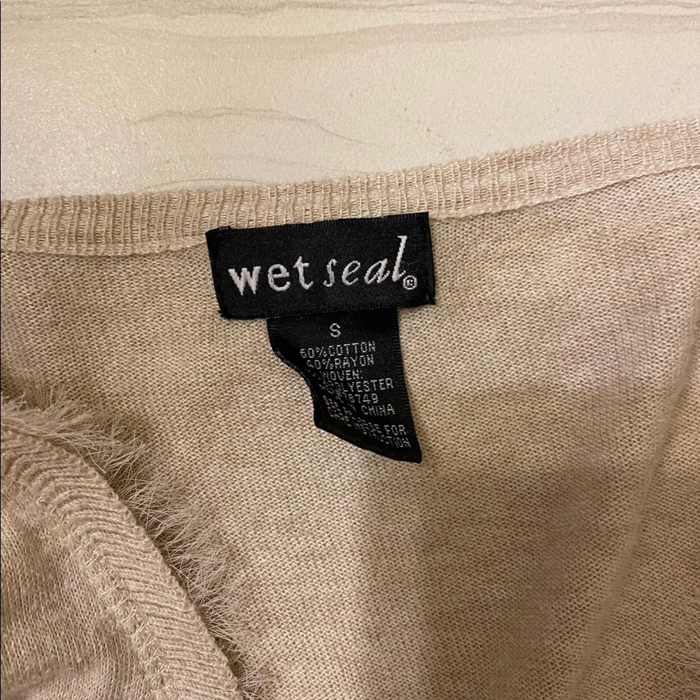 Tan Ruffle Cardigan - Picture 2 of 3